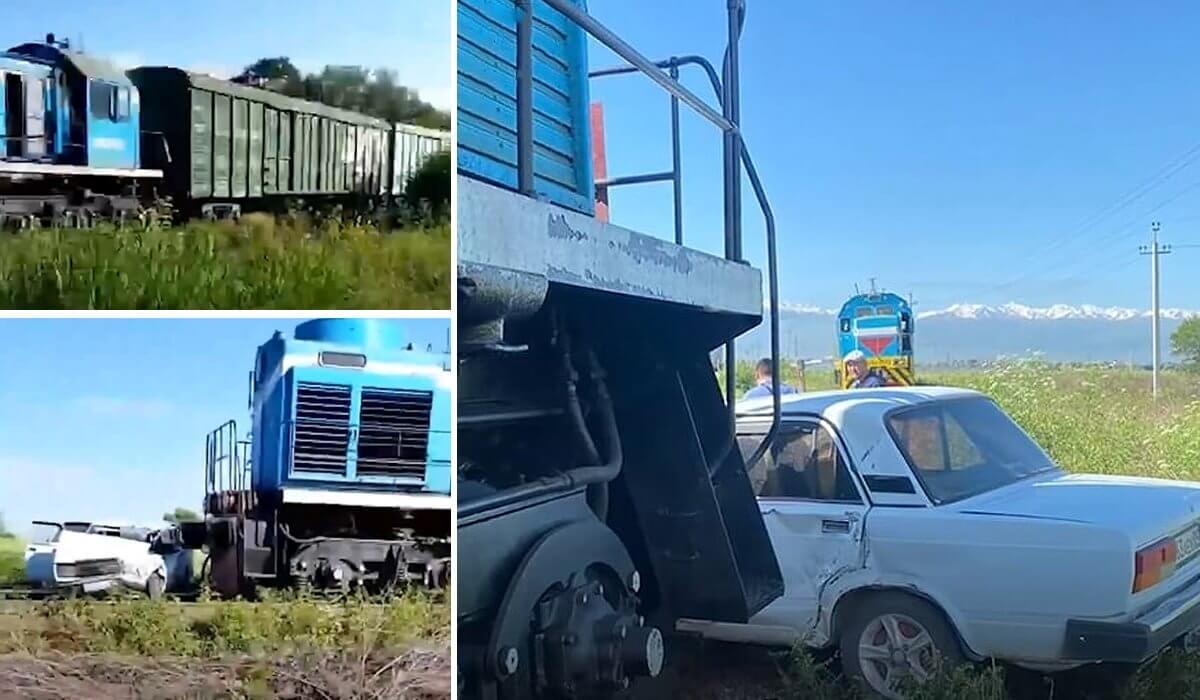 В Алматинской области поезд столкнулся с автомобилем