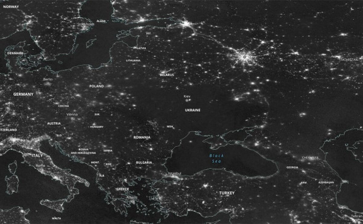 NASA опубликовало спутниковый снимок блэкаута в Украине