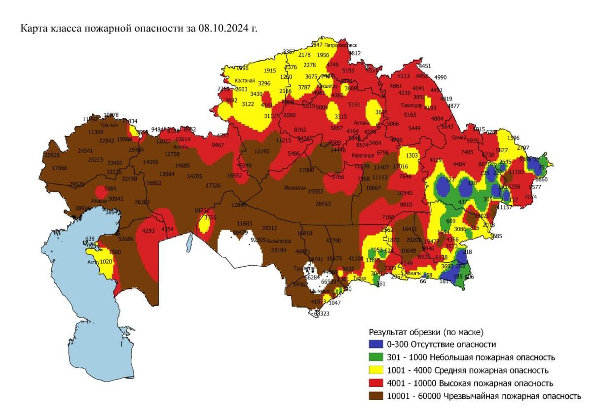 Высокая пожарная опасность сохраняется в Казахстане